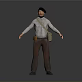 Game Movie Character Wearing Beret White Shirt Striped Pants And Crossbody Bag