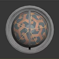 Spherical Sculpture Artistic Carving With Intricate Geometric Patterns And Metal Stand Base
