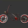 Stylish Red Custom Bicycle With White Rim Wheels And Unique Design 3d model