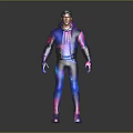 Modern 3D Character In Starry Sky Patterned Hoodie And Leggings With Purple Pink Blue Gradient