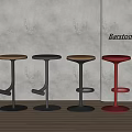 Modern Barstools With Wooden Seats And Metal Frames In Multicolor Designs 3d model