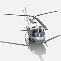 White Helicopter with Main Rotors Parked on Ground and Shadow 3d model