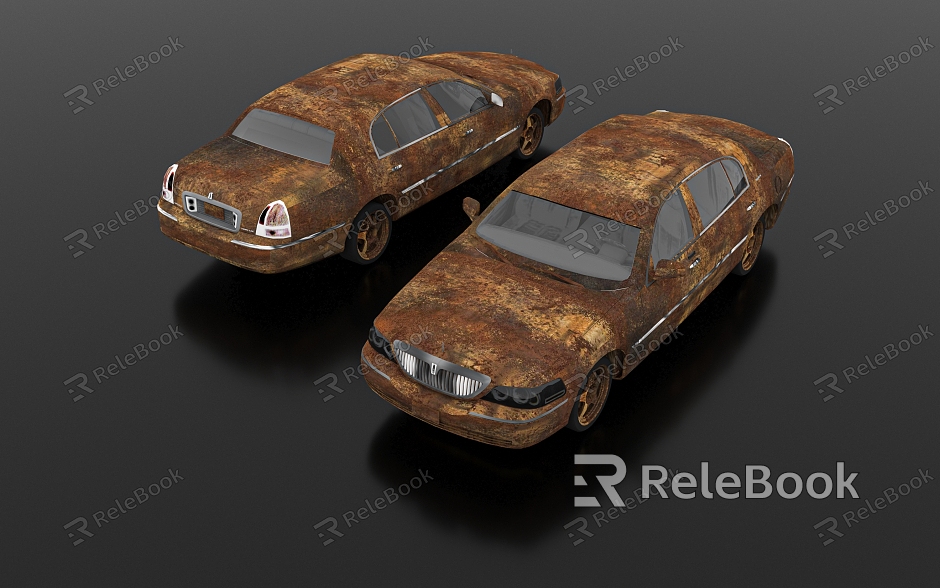 car lincoln car rusty car rusty abandoned car model game scene game props decoration landscaping abandoned old car model