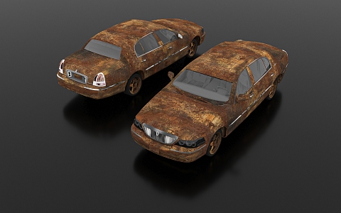 car lincoln car rusty car rusty abandoned car model game scene game props decoration landscaping abandoned old car 3d model