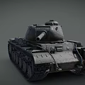 Realistic Vintage Military Tank 3D Model with Detailed Armored Exterior Cannon Barrel and Track Wheels