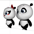 Cute Panda Dolls With Red Bow And Adorable Expressions Cartoon Design Stuffed Toys