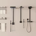Modern Black Shower Head Set with Handheld and Overhead Options for Bathroom