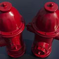Two Red Fire Hydrants As Essential Fire Safety Equipment On Dark Background 3d model