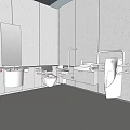 Accessible Bathroom Suite With White Toilet Sink Grab Bars And Decorative Painting