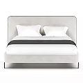 Modern Double Bed With Upholstered Headboard White Pillows And Black Bed Runner