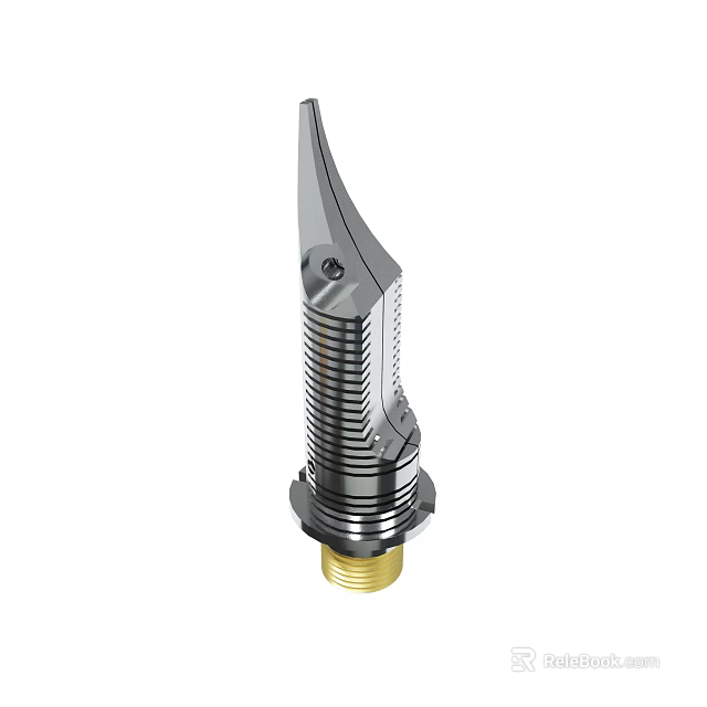 Precision Engineered Metal Industrial Component With Threaded Body And Golden Base 3d model 