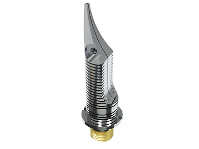 Precision Engineered Metal Industrial Component With Threaded Body And Golden Base 3d model