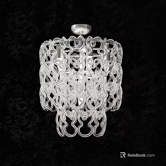 Modern Transparent Ceiling Light With Intricate Circular Chain Design For Interior Decor 3d model 