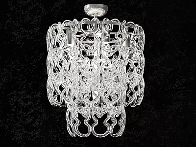 Modern Transparent Ceiling Light With Intricate Circular Chain Design For Interior Decor 3d model