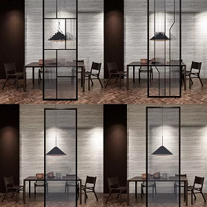 Modern partition glass screen partition 3d model
