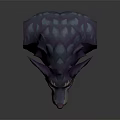 Mythical Fantasy Creature Wolf Head With Spiked Blue Purple Fur And Glowing Yellow Eyes