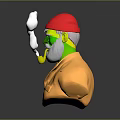 Old Man Wearing Yellow Coat Red Hat White Beard And Snake Shaped Smoke From Pipe