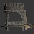Historic Circular Stone Medieval Castle Structure With Towers Arched Doorways Stone Walls And Pedestal Base