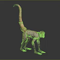 Realistic 3D Model of Monkey With Long Tail and Tan Fur on Dark Background