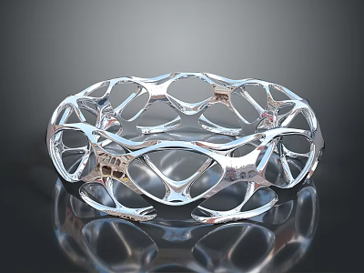 Silver Fashion Bracelet With Intricate Hollow Pattern And Shiny Metallic Finish 3d model