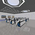 Modern Monitoring Control Room Featuring Multiple Computer Screens And Large China Map