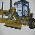 Yellow Heavy Duty Grader with Large Tires Cab and Mechanical Structure 3d model