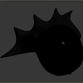Chibi Batman Character In Black Costume With Yellow Eyes And Cape