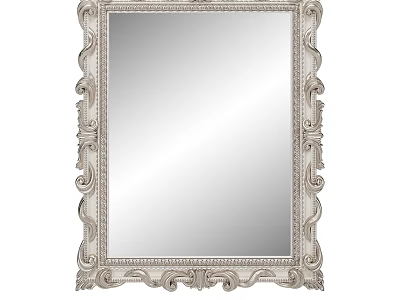 Ornate White Framed Wall Mirror Featuring Intricate Carvings and Classic Decorative Design 3d model