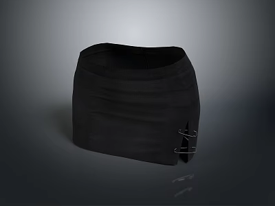 Fashionable Black Short Skirt with Side Metal Buckle Design and Modern Slim Fit 3d model