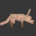 Pixelated Pink Piglet 3D Rendered Model With Glossy Reflection Effect
