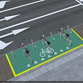 Bicycle Parking Facilities On Road With Green Area Cycle Stands And Directional Arrows