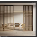 Modern Wooden Sliding Doors With Grid Design For Interior Space Partitioning