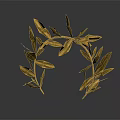 Elegant Golden Olive Branch Wreath Headwear with Reflection on Dark Background