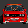 Red Racing Car Featuring Yellow Silver Livery Rear Spoiler And Sporty Wheels