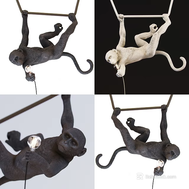 Artistic Monkey Sculpture Design Unique Hanging Chandelier for Modern Home Interior 3d model 