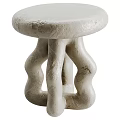 White Textured Side Table With Twisted Legs And Modern Art Design 3d model