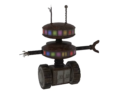 Electric Toy Robot With Colorful Lights Wheels Antenna And Mechanical Arm 3d model