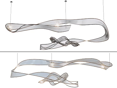 Contemporary Crystal Chandelier With Sleek Curved Hanging Design And Soft Lighting 3d model