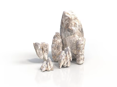 Natural Stone Pieces With Different Sizes Various Shapes And Textured Gray White Surface 3d model