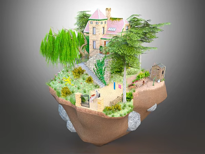 Rural landscape Rural landscape Rural villa Outdoor landscape 3d model