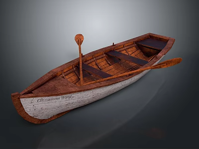 Vintage Christopher Bridge Wooden Boat With Wooden Oar And Classic Design 3d model