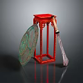 Ancient Weapons Feature Decorative Shield Traditional Knife On Red Display Stand