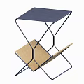 Modern Side Table With Black Metal Frame Cross Structure And Light Brown Lower Shelf 3d model