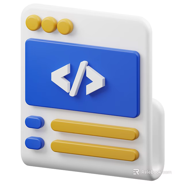 Laptop With Code Interface Featuring Blue Screen And Yellow Elements 3d model