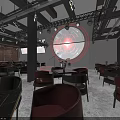 Modern Bar Interior Design With Red Ambient Lighting Leather Sofas And Metal Decorations 3d model