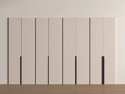 White Wardrobe Doors With Black Handles Modern Minimalist Design For Home Interior 3d model