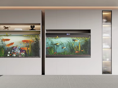 Modern Aquarium Interior With Colorful Fish And Plants 3d model Modern Aquarium Interior With Colorful Fish And Plants 3d model