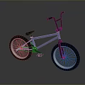 Blue BMX Bicycle With Black Handlebars Seat And White Rims Red Spokes