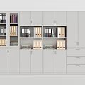 Modern Office Bookcase With Multiple Cabinets Drawers And Organized Folders Books
