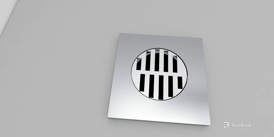 Silver Square Bathroom Drain Cover with Circular Grate Design for Bathroom Use 3d model 